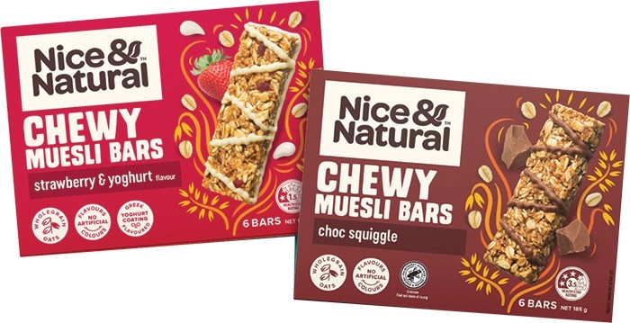 NEW Nice & Natural Chewy Muesli Bars 6 Pack Selected Varieties