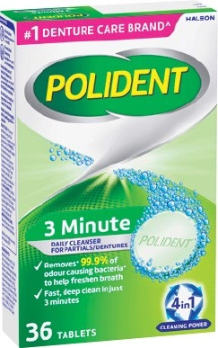 Polident Denture Cleanser 3 Minute Daily, Whitening or Retainer & Mouthguard Tablets 36 Pack***