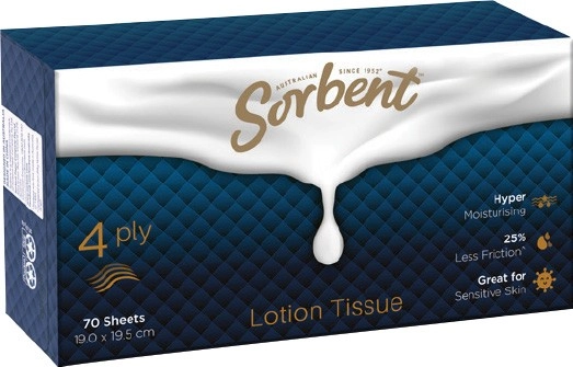 Sorbent Lotion Tissue 4 Ply 70 Pack