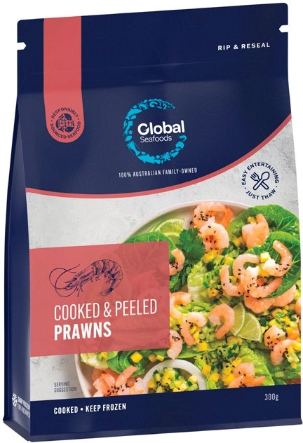 Global Seafoods Cooked & Peeled Prawns 300g