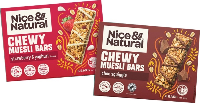 NEW Nice & Natural Chewy Muesli Bars 6 Pack Selected Varieties