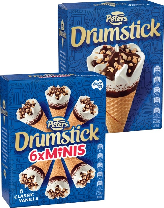 Peters Drumstick 4 Pack or Minis 6 Pack Selected Varieties