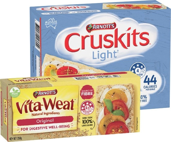 Arnott's Cruskits 125g or Vita‑Weat Crackers 250g Selected Varieties