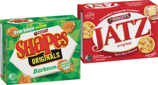 Arnott's Shapes 130‑190g, Clix 250g, Jatz or Savoy 170‑225g Selected Varieties