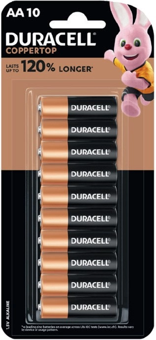 Duracell Coppertop Batteries AA 10 Pack or AAA 8 Pack