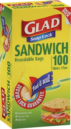 Glad Snap Lock Resealable Sandwich Bags 100 Pack