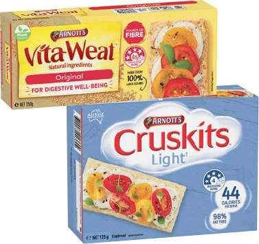 Arnott’s Cruskits 125g, Salada or Vita‑Weat Crackers 250g Selected Varieties