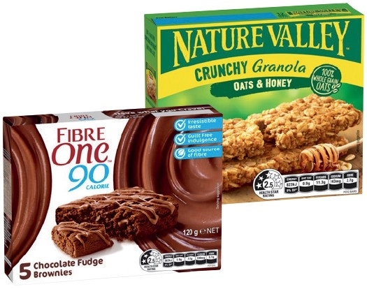 Fibre One Bars 5ea 4‑5 Pack, Nature Valley Crunchy Granola 6 Pack or Protein Bars 4 Pack Selected Varieties