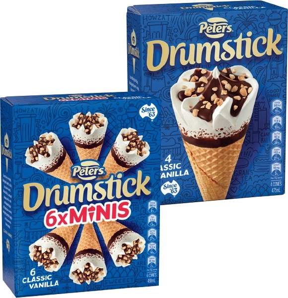 Peters Drumstick 4 Pack or Minis 6 Pack Selected Varieties