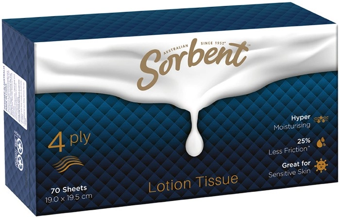 Sorbent Lotion Tissue 4 Ply 70 Pack