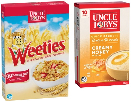 Uncle Tobys Oats Quick Sachets 10 Pack, Weeties 510g or Hi Fibre 8 Pack Selected Varieties