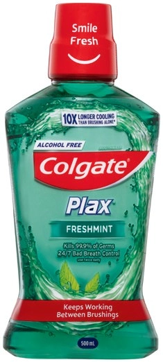 Colgate Plax Mouthwash 500mL, Sensitive Toothpaste 110g, Total Mint Waxed Dental Floss 100m, Slim Soft Advanced Charcoal Bristles or 360° Toothbrush 1 Pack Selected Varietiess**