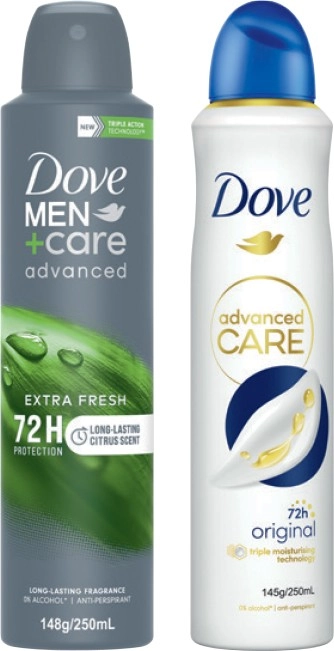 Dove Advanced Care Antiperspirant Spray 250mL Selected Varieties