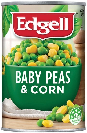 Edgell Baby Peas & Corn or Peas & Carrots 420g