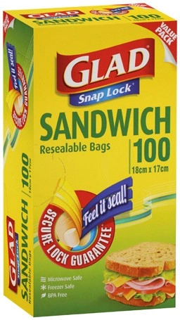 Glad Snap Lock Resealable Sandwich Bags 100 Pack