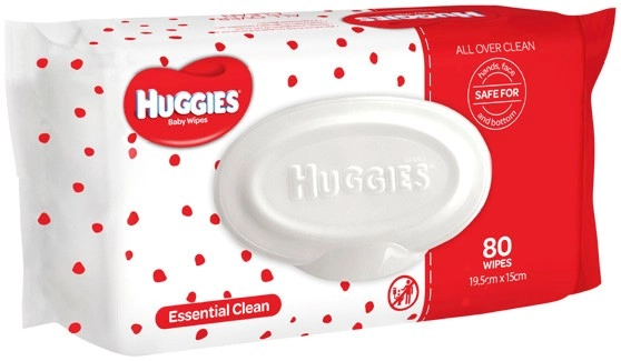 Huggies Essential Clean Baby Wipes 80 Pack