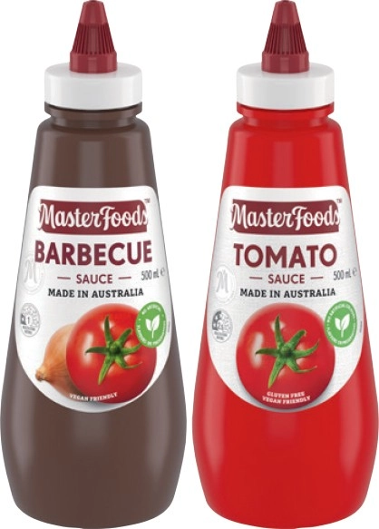 MasterFoods Tomato or Barbecue Squeezy Sauce 475‑500mL Selected Varieties