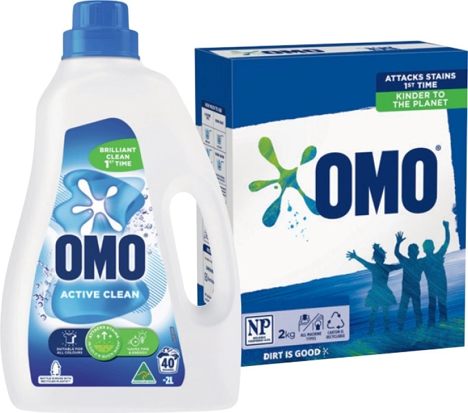 OMO Laundry Liquid 2 Litre, Powder 2kg or Capsules 28 Pack Selected Varieties