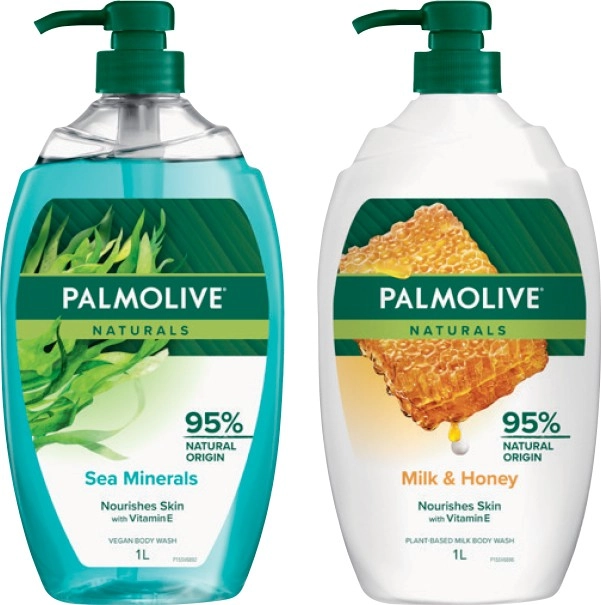 Palmolive Naturals Body Wash, Shower Gel or Milk 1 Litre Selected Varieties