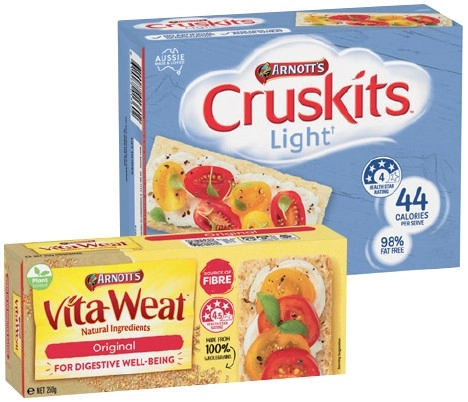 Arnott's Cruskits 125g or Vita‑Weet Crackers 250g Selected Varieties