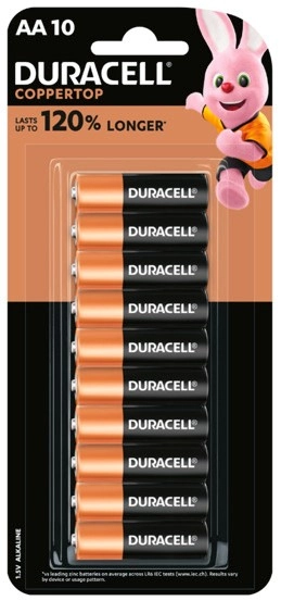 Duracell Coppertop Batteries AA 10 Pack or AAA 8 Pack