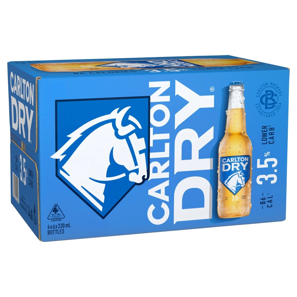 Carlton Dry Mid 3.5% Bottles 24x330ml