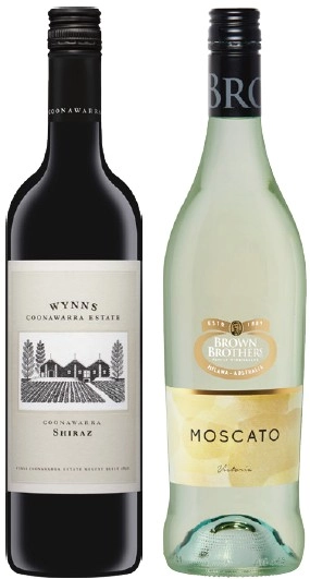 Wynns Coonawarra or Brown Brothers Moscato 750mL Varieties