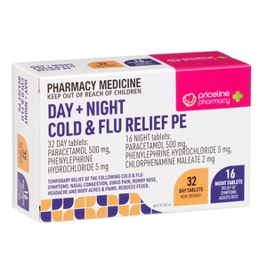 Priceline Day + Night Cold & Flu Relief PE 48 Tablets