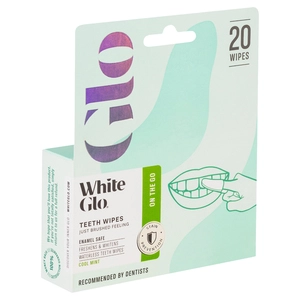 White Glo Waterless Teeth Wipes 20 Wipes