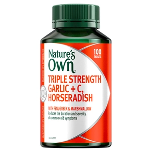 Nature's Own Garlic, Vitamin C + Horseradish Triple Strength for Immunity 100 Tablets