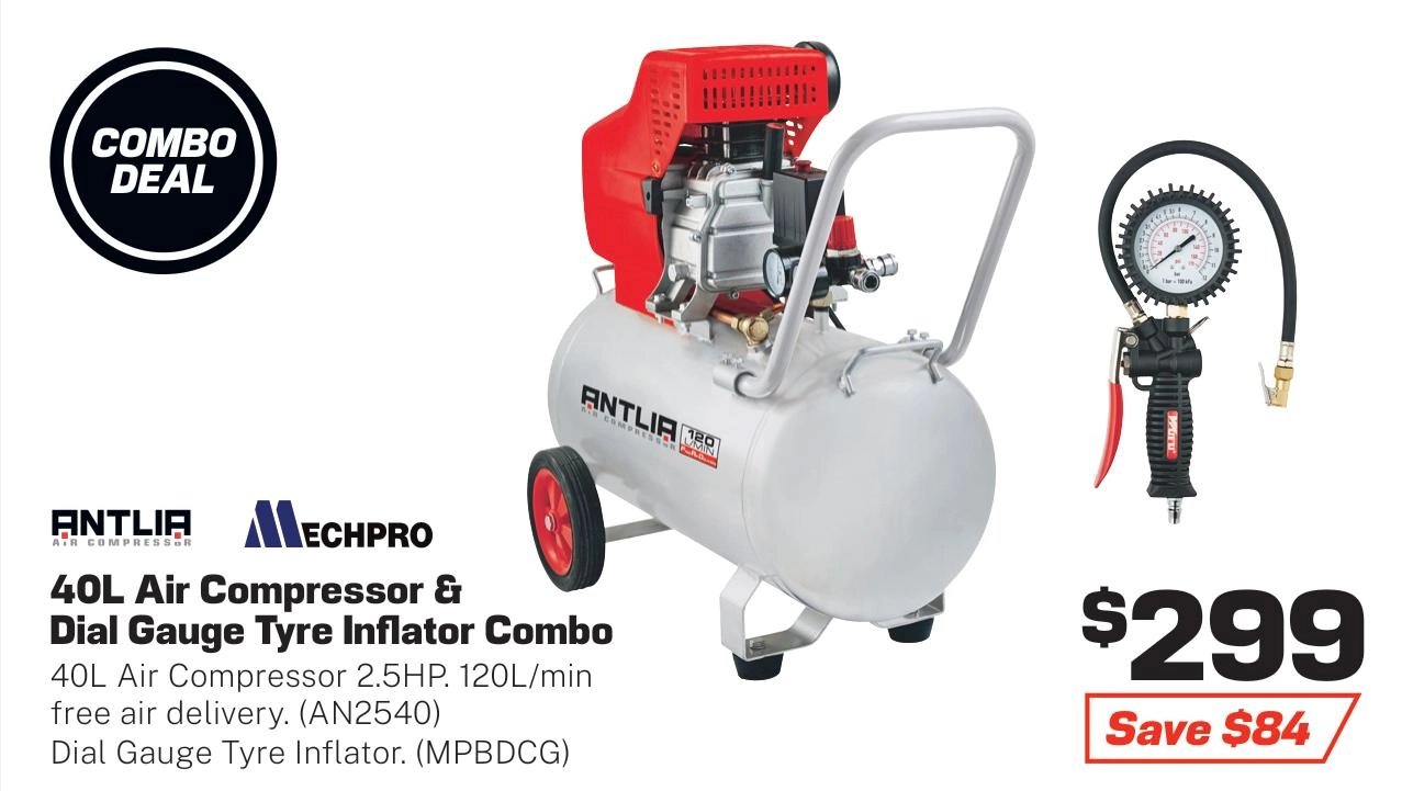 Antlia Air Compressor 2.5HP 120L/min 40L - AN2540