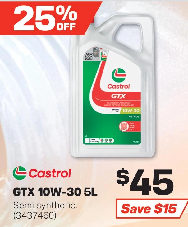 Castrol GTX 10W-30 Engine Oil 5L - 3437460