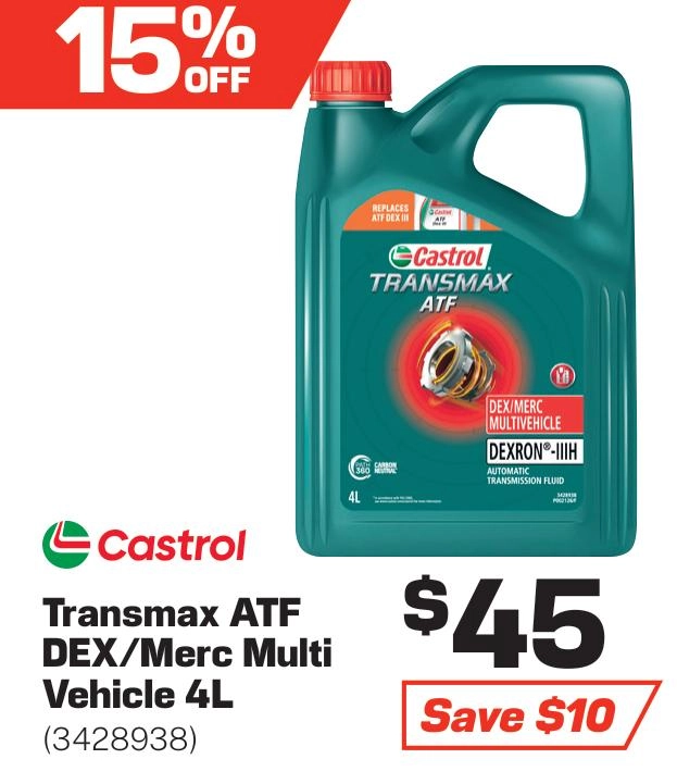 Castrol Transmax ATF Dex/Merc Multi-vehicle Automatic Transmission Fluid 4L - 3428938