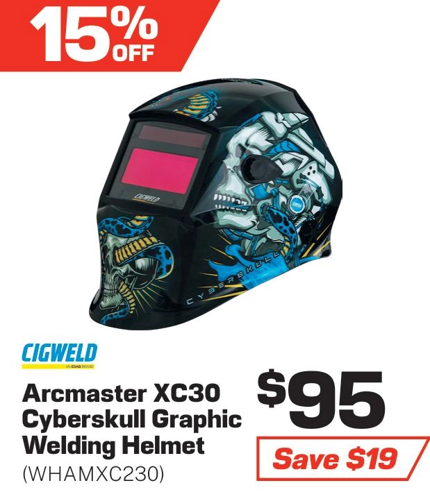 Cigweld Arcmaster Welding Helmet XC30 CYBERSKULL GRAPHIC - WHAMXC230