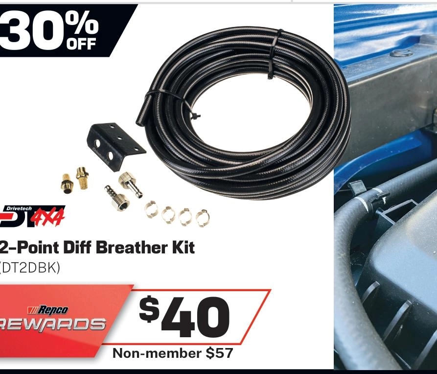 Drivetech 4X4 2-Point Diff Breather Kit - DT-2DBK