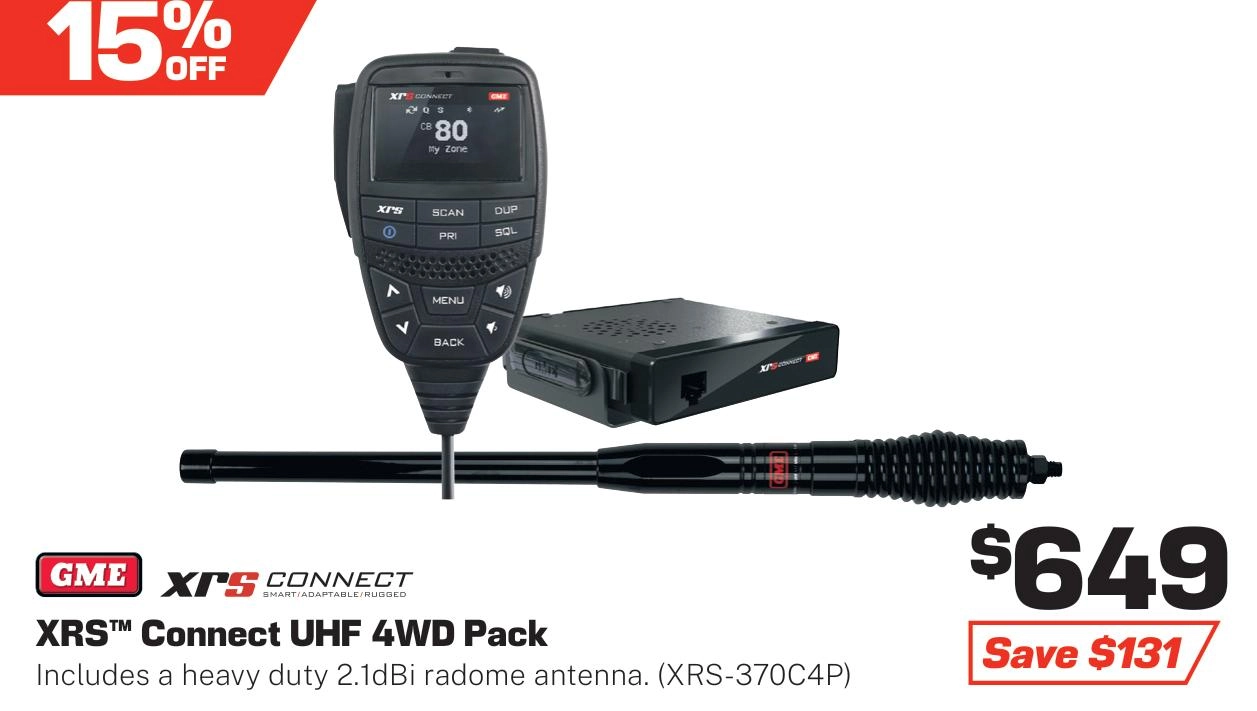 GME UHF CB Radio XRS Connect 4WD Pack - XRS-370C4P