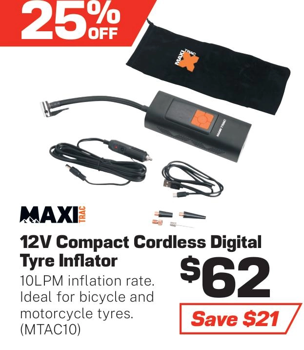 MaxiTrac Cordless Digital Inflator - MTAC10