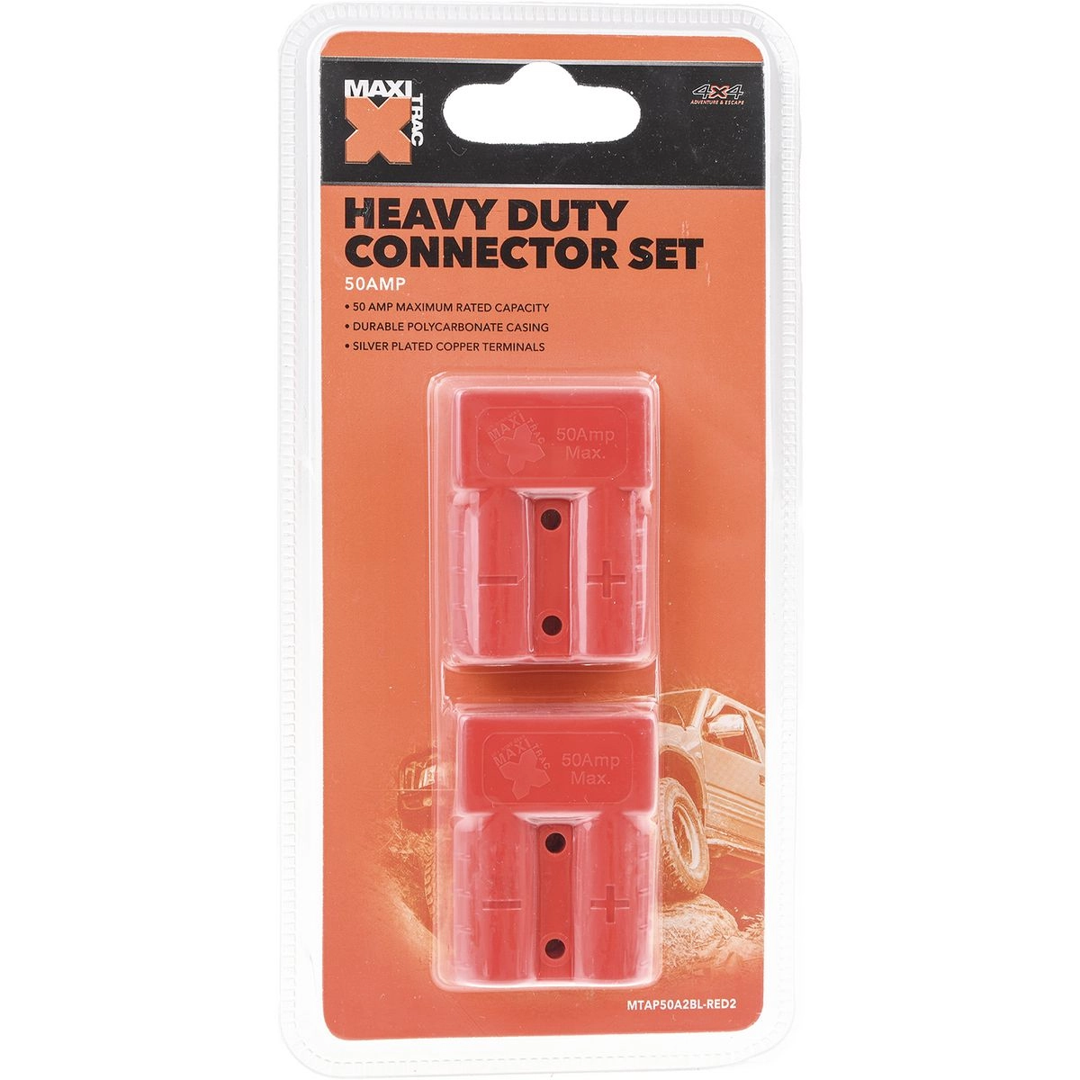 MaxiTrac Heavy Duty Connector 50A Red (2Pk) - MTAP50A2BL-RED2