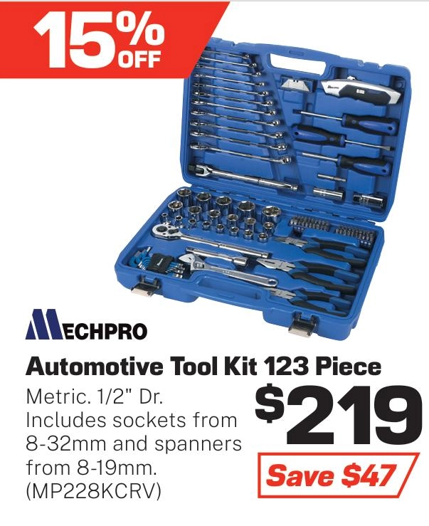 Mechpro 123 Piece Automotive Tool Kit - MP228KCRV