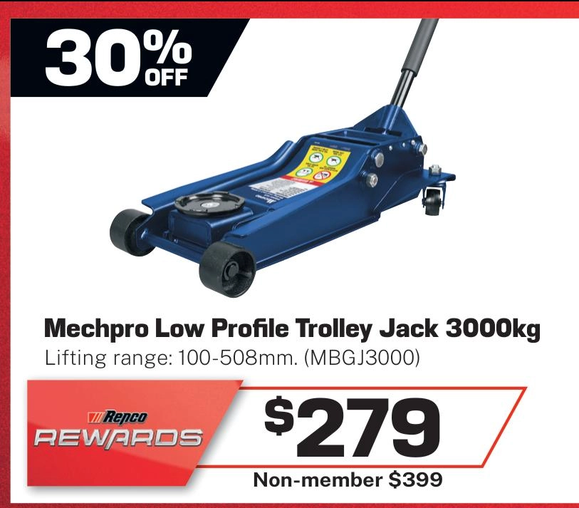 Mechpro 3000kg Low Profile Trolley Jack - MBGJ3000