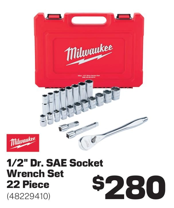 Milwaukee 22 Piece AF 1/2 inch Socket Set - 48229410