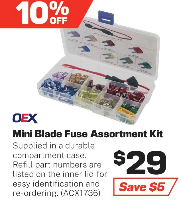 OEX Mini Blade Fuse Assortment Kit - 142 Pieces - ACX1736