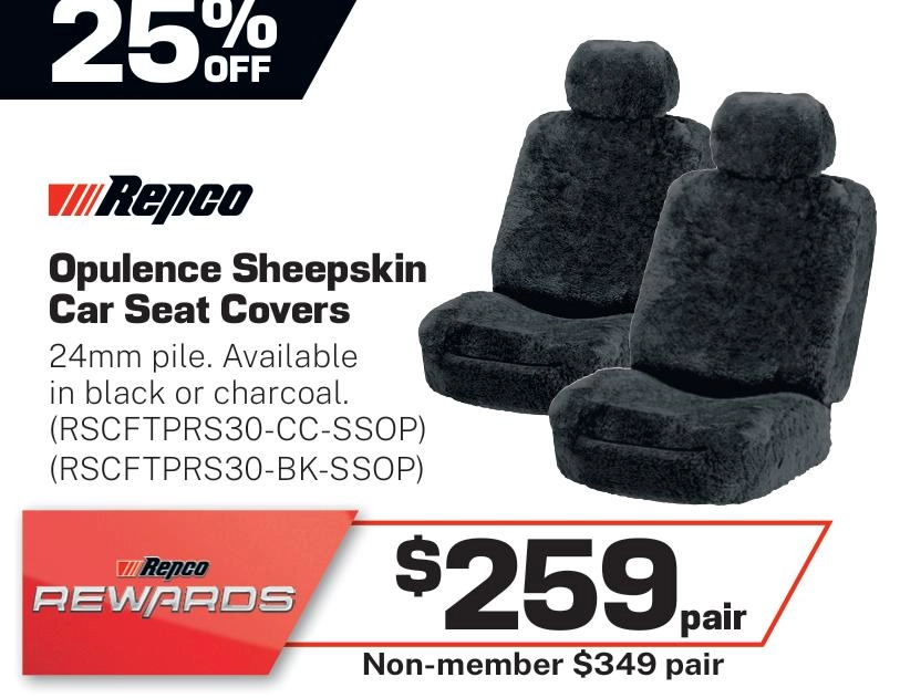 Repco Opulence Sheepskin Car Seat Covers