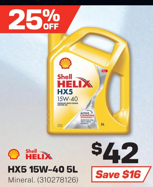 Shell Helix HX5 15W-40 Engine Oil SN + 5L - 310278126