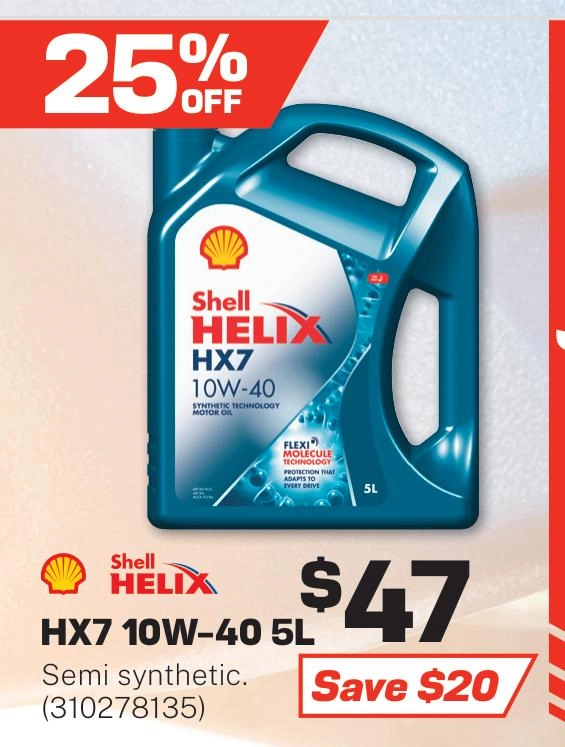 Shell Helix HX7 10W-40 Engine Oil SN+ 5L - 310278135