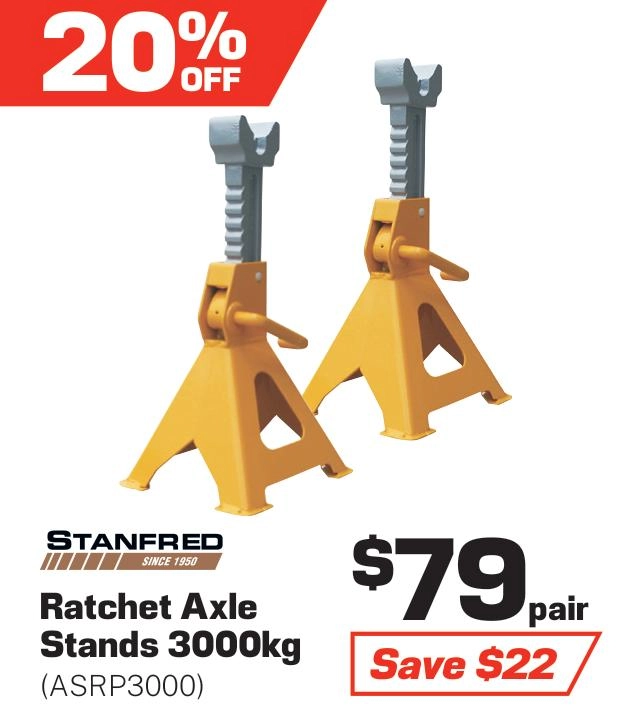 Stanfred Vehicle Stands 3000Kg Ratchet Style With Safety Pin - ASRP3000