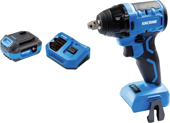 Kincrome 18V 1/2” 370NM Impact Wrench Skin, 4Ah Battery & 6A Fast Charger Combo