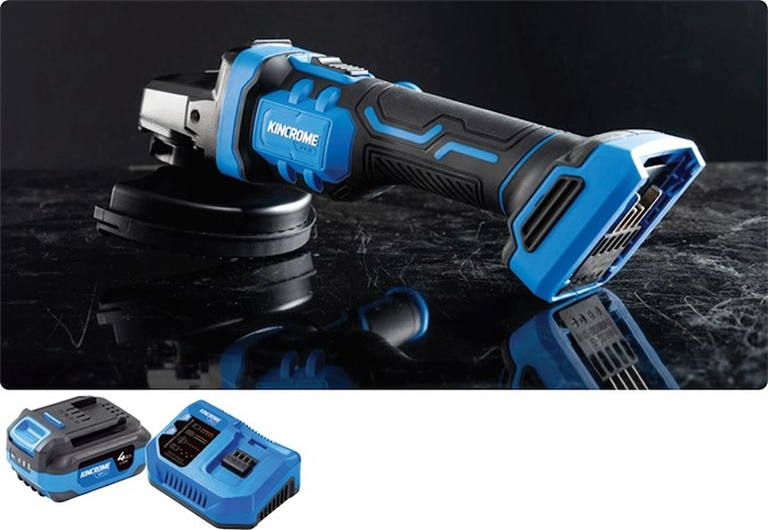 Kincrome 18V 125mm Angle Grinder Skin, 4Ah Battery & 6A Fast Charger Combo