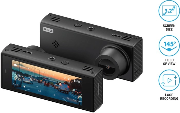 Nanocam+ Compact Full-HD Dash Camera with 3.2” IPS Screen