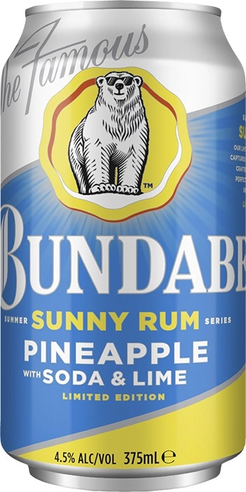 Bundaberg Sunny Rum Pineapple Soda and Lime Cans 375mL